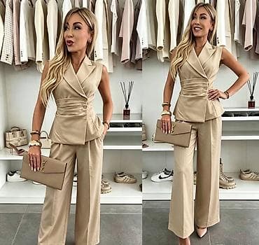 napapiri prsluk: ✅Elegantni damski komplet – prsluk i pantalone sa širokom nogavicom ✅S — 6