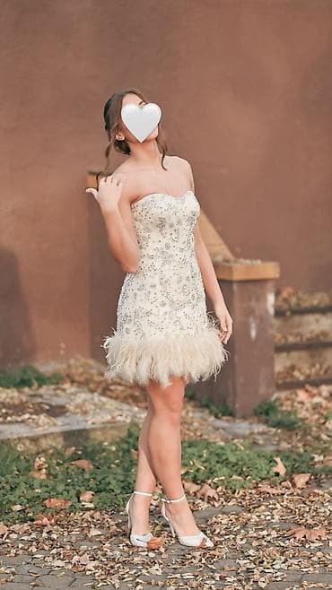 Haljine: Koktel/večernja haljina – kratka, bez bretela, boja šampanjca - Kroj — 1