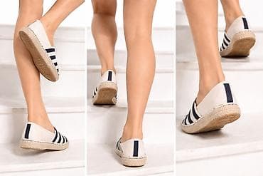 smesne cipele: Ženske espadrile sa prugama – mornarski stil - Gornjište: tekstil u — 2