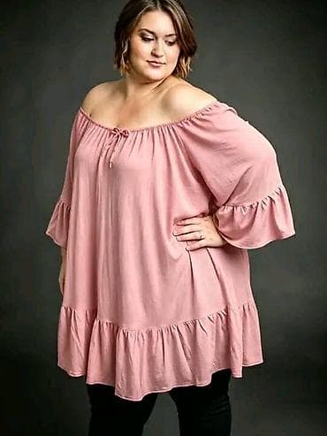 Tunika sa otkrivenim ramenima (plus size). - Kroj: širok,lepršav