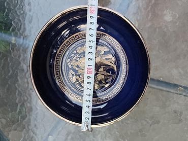 vitorog trpezarisjki set: Set grčkih suvenira od crnog porcelana s pozlatom – 3 dela i tamno — 7