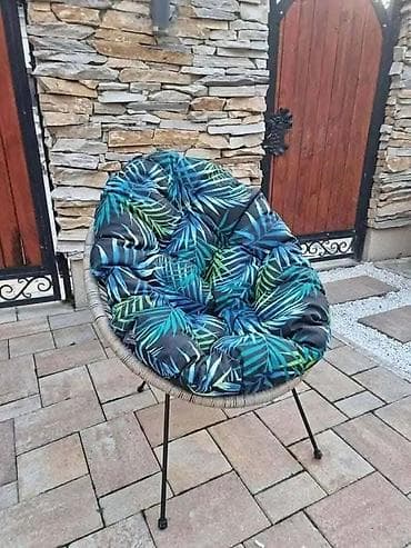 ormar za nakit lidl: Okrugla „papasan“ stolica sa debelim jastukom - Udobna lounge stolica — 3