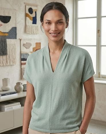 tommy hilfiger d: Ženska majica kratkih rukava – svetlozelena - Model sa V-izrezom i — 1