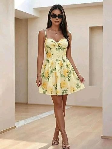 leprsave letnje haljine: Letnja leprsava haljina na bretele sa printom. - Model mini A-kroja — 6