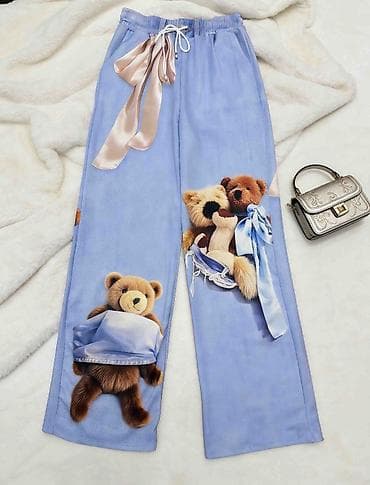 žute pantalone: ❤️Ženske široke pantalone sa printom medvedića
✅2400 din — 9