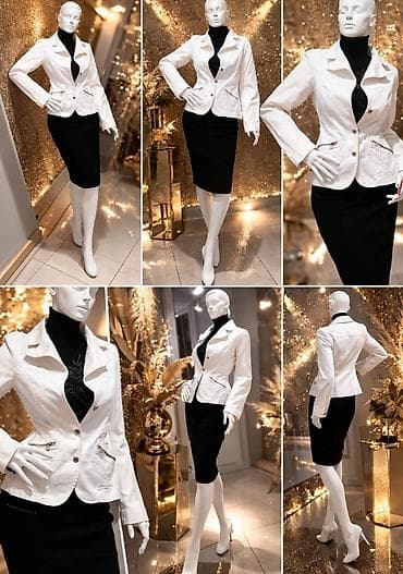 Sweatpants: Ženski blejzer – elegantan beli sako - Kroj: strukiran, sa naglašenim — 6