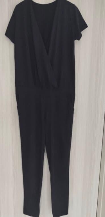 haljine od brokata za punije: Ženski pamučni sa elastinom crni kombinezon - Model: jednobojni — 2