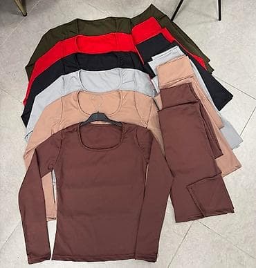 Pantalone, Farmerke, Šortsevi: Ženski komplet – bluza + pantalone - Model: pripijena bluza dugih — 3