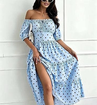 haljine mint boje: Haljina na tufne – bardot kroj. - Kroj: gola ramena sa elastičnom — 4