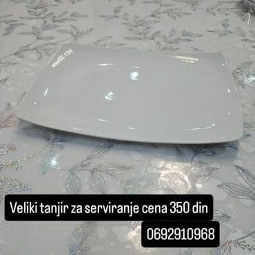 Veliki tanjir za serviranje – pravougaonog oblika, klasičan beli