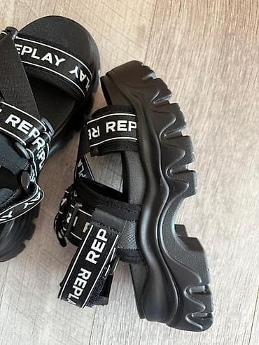 ženske sandale ravne: Replay ženske sandale na platformu - Boja: crna sa belim Replay — 5