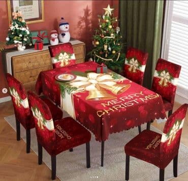 navlake za stolice kod kineza: 🎅🎄NOVOGODIŠNJA DEKORACIJA Stoljnjak+6 navlaka za stolice Kolicine — 2