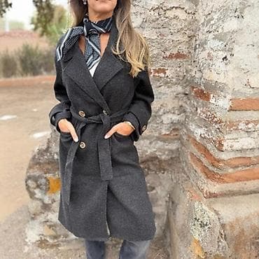 crocs cizme: Ženski kaput sa dvostrukim kopčanjem i pojasom - Klasičan kroj do — 7