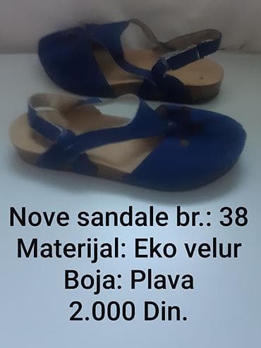 teget cipele na stiklu: Plave ženske sandale, broj 38. Materijal: eko velur (gornjište) sa — 1