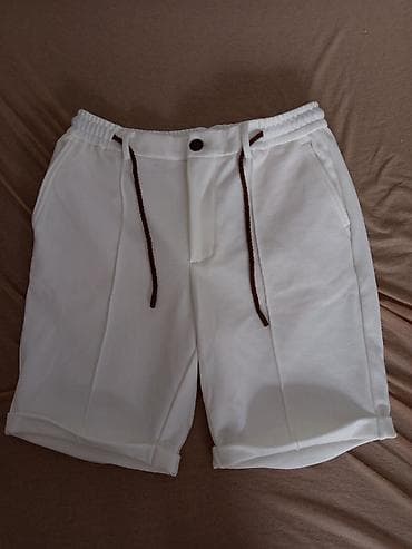 Majice: Muške šorts bermude – bele - Materijal: meka, srednje debela tkanina — 1