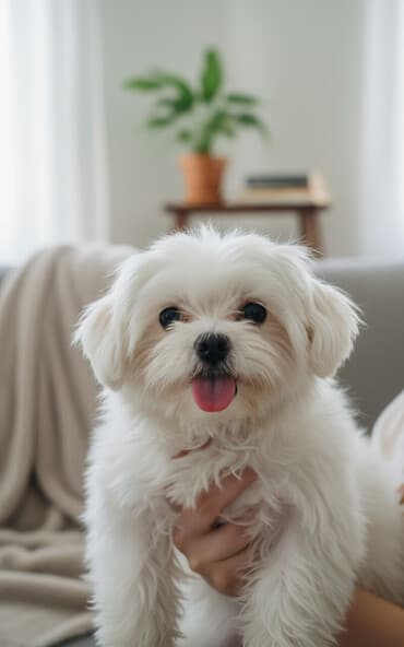 Mali kućni ljubimac – beli pahuljasti pas (toy/mini tip) -