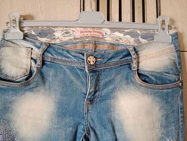 pocepane pantalone: Farmerke jeans svetlo plave iscepane pamuk sa elastinom plitak model — 2
