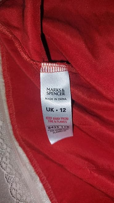 seni basic large 3: MARKS&SPENCER BLUZA Crvena bluza od čiste svile, sa dosta našivene — 4