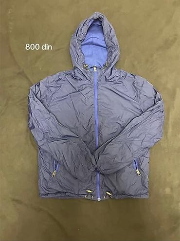 prada jakne cena: Lagana jakna sa kapuljačom, sivi spoljašnji sloj i svetloplava — 1