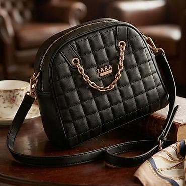 vibrant leather: ZARA ženska torba preko ramena – crna, prošivena - Materijal — 1