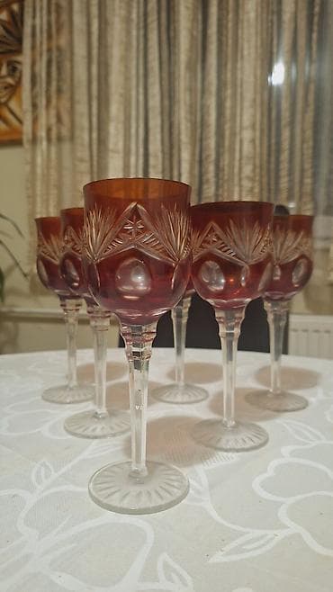 Case 6/1 od rubin kristala NOVE za vino, rucni rad Ebeling Reuss