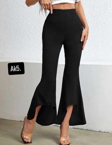 crne letnje pantalone: Visok struk, Zvoncare — 1