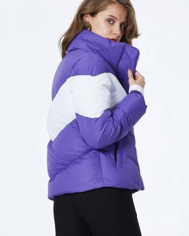 privesci za auto: Ženska zimska jakna – ljubičasto‑bela -Velicina L,XL - Kratak puffer — 3