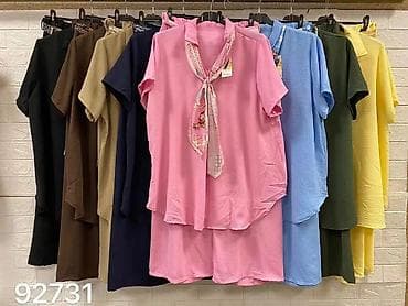 halji e: Damski komplet – košulja i široke pantalone sa ešarpom - Dvodijelni — 4