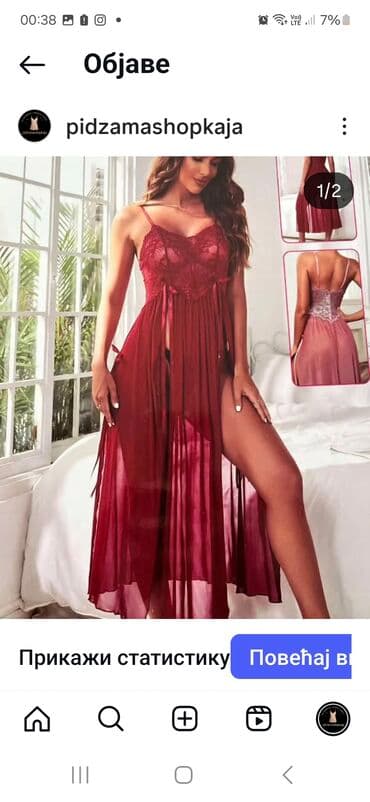 Elegantna ženska spavaćica/negliže sa providnim, lepršavim slojevima i