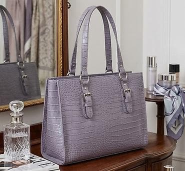 torba ysl: Elegantna ženska torba – kroko reljef, svetloljubičasta - Materijal — 1