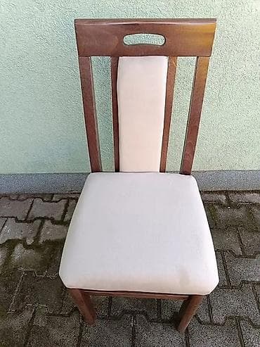 plasticni stolovi i stolice nova pazova: Drvena trpezarijska stolica sa tapaciranim sedištem i naslonom. - — 7