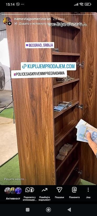 kupujemprodajem ormari i garderoberi: -Polica sa skrivenim pregradama se se moze izraditi od materijala kao — 3