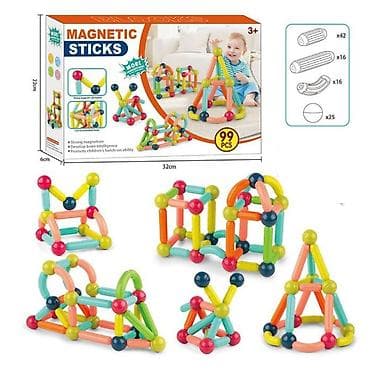 Kreativne i edukativne igračke: Magnetne kocke / štapići 99 pcs – kreativan konstrukcioni set za decu — 1