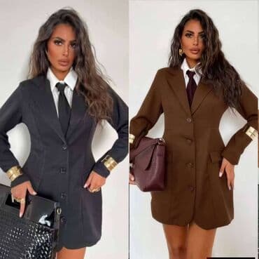 Donji delovi trenerke: Ženski sako-haljina sa dugmadima - Kroj: strukirani sako dužine iznad — 2