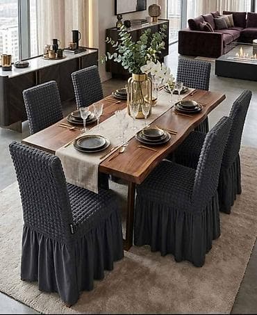 suvo cvece za vazu: Navlake rastegljive za trpezarijske stolice sa karnerima. Kompleti — 5