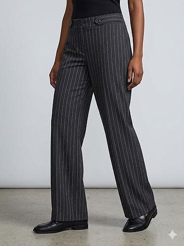 Ženske elegantne pantalone na pruge - Boja: tamnosiva sa tankim