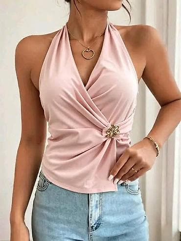 krem torbica: Ženski topovi – elegancija za svaki izlazak 1) Halter top sa — 3