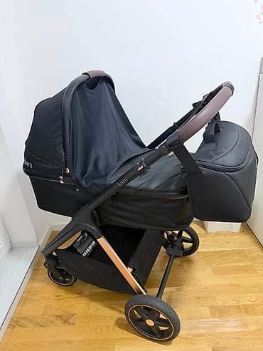 beba paun: Kolica za bebe – 2 u 1 (ram + korpa za novorođenče) - Elegantna crna — 1