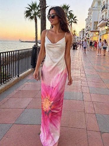 torba hermes cena: Duga svilena letnja haljina na bretele - Model: slip haljina sa — 1