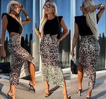 colmar beograd: 🔥Dvodelni set – crni top + suknja sa animal printom S m l Cena 2000 — 2