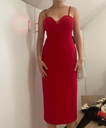 Dresses: Zara L, color - Red, Evening, With the straps — 1