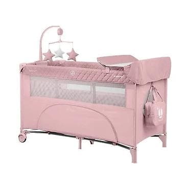 pult za bebe: KikkaBoo krevetac Nighty Night – 2 nivoa sa rancem i pultom, Pink — 1