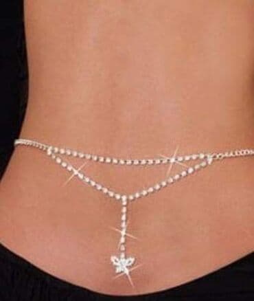 srebrni lancic sa priveskom: Lancic za oko struka sa cirkonima.
CENA:1300din — 2