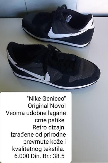 zlatne mindjuse cena novi sad: Nike Genicco crne patike - Lagane i veoma udobne - Retro dizajn - — 1