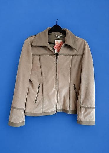 Ženska jakna od veštačkog antilopa (suede efekt), bež/peščane boje. -