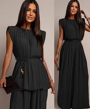 kilote pantalone: ✅Ženski komplet – plisirana bluza i široke pantalone, crna boja. ✅2800 — 1