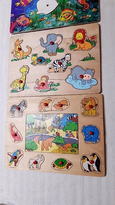 dex rock ranac komplet: Drvene edukativne slagalice – umetanke sa životinjama - Set od 2 — 5