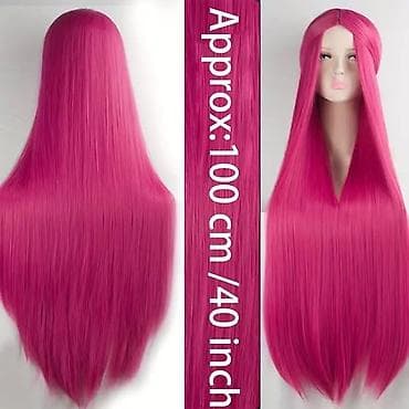 prirodna kosa na klipse: Duga ravna perika u boji pastelno roze Dužina 100cm. - Tip — 9