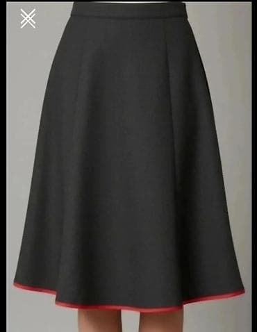 Skirts: Crna A-kroja suknja sa crvenim ivicama - Model: A-kroj, lagano — 1