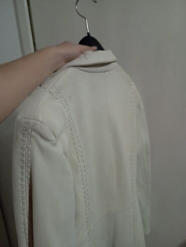 crna kozna jakna sa belim krznom: L, Upotrebljenо, Sa postavom, bоја - Bela — 3